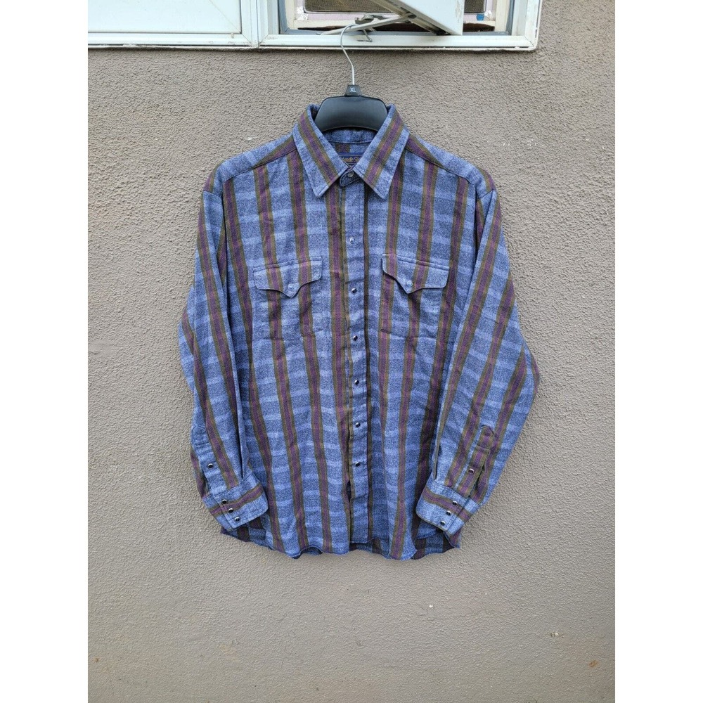 Vintage Panhandle Slim Pearl Snap Shirt Size 17 X 35